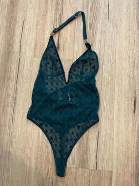 Victoria's Secret Teal Sheer Lace Bodysuit